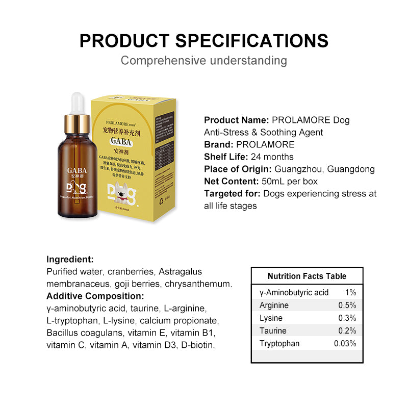 PROLAMORE Dog Anti-Stress & Soothing Agent feeding and serving guidance
