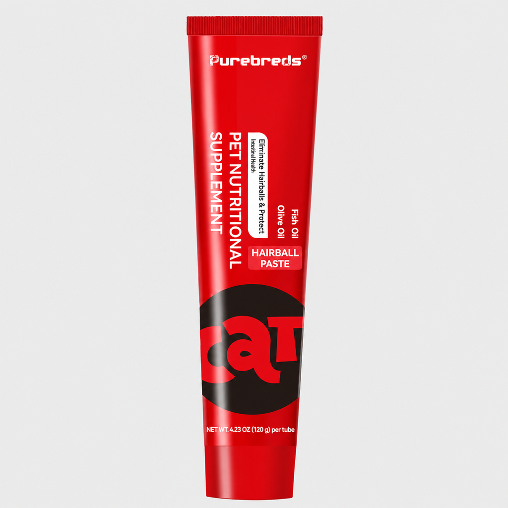 single tube of Purebreds Cat Hairball Care Paste