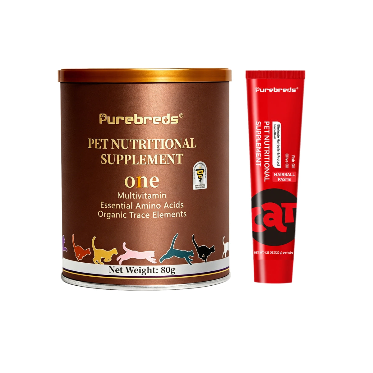 PUREBREDS CAT MULTIVITAMIN & HAIRBALL CARE SYSTEM™ FORMULA complete product set