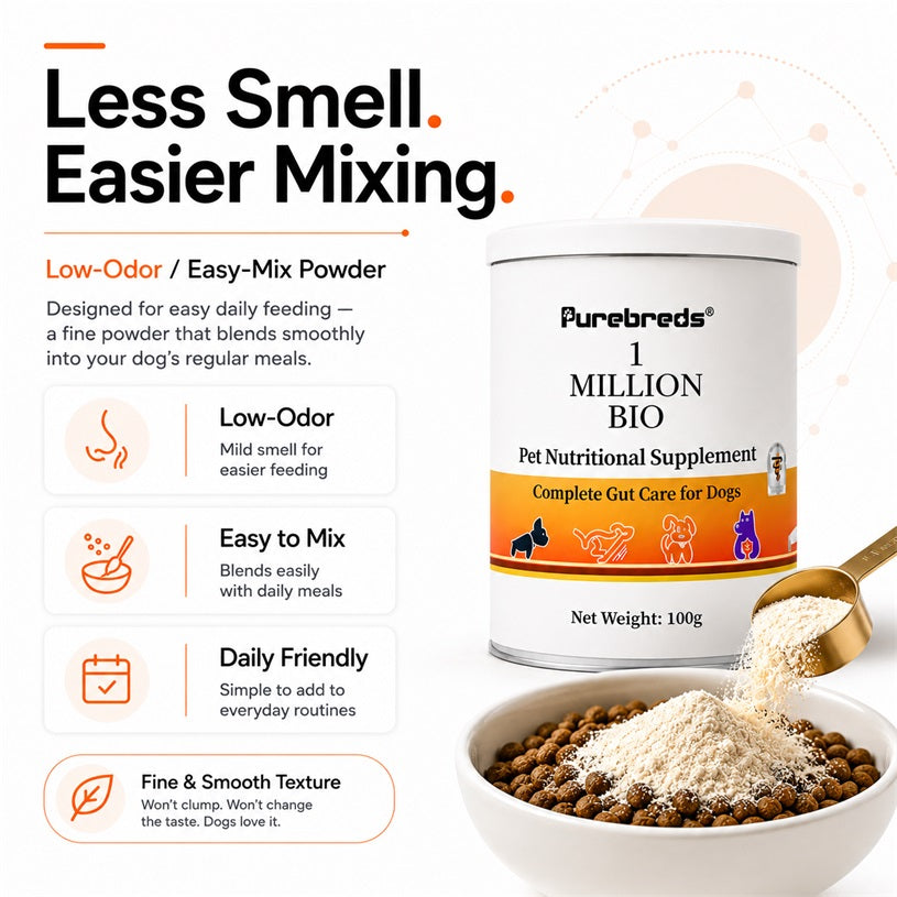 Probiotic & Prebiotic Gut Support Powder for Dogs。
