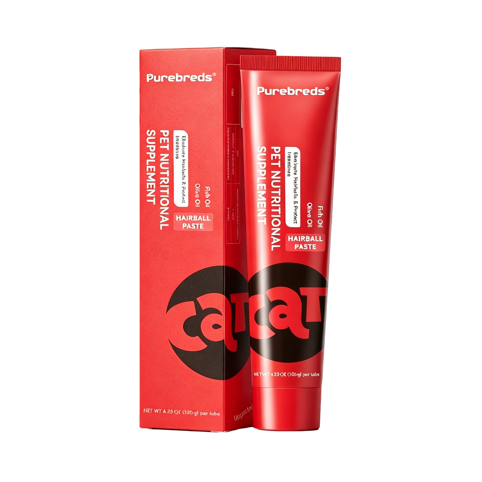 Purebreds Cat Hairball Care Paste tube and box